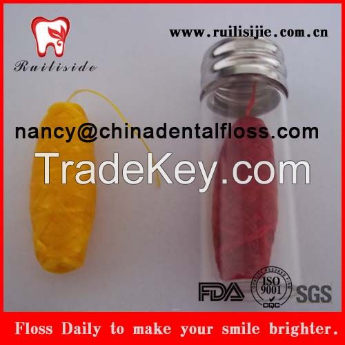 Glass bottle shaped colorful bottle shaped dental floss