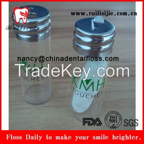 Glass bottle shaped colorful bottle shaped dental floss