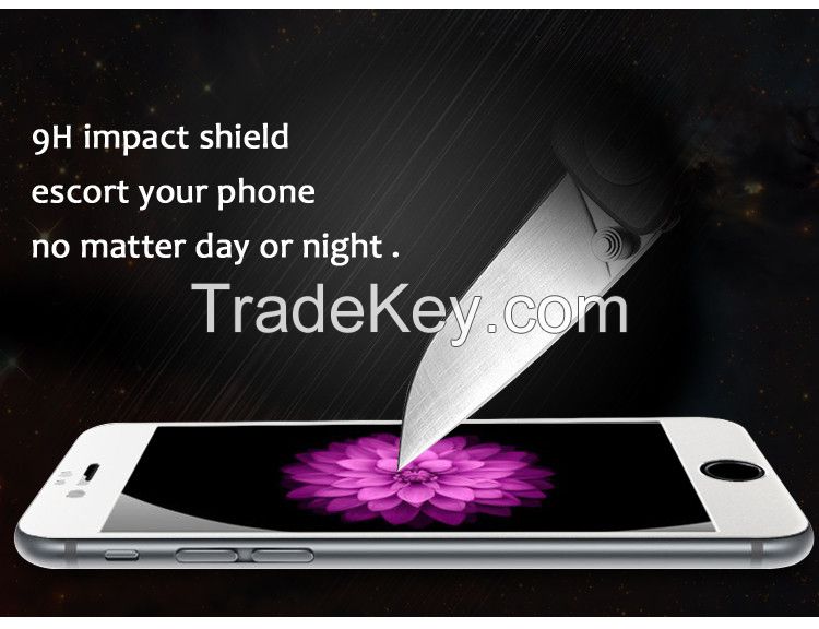 9H hardness 2.5D round edge silicone covered edge tempered glass screen protector for iphone 6