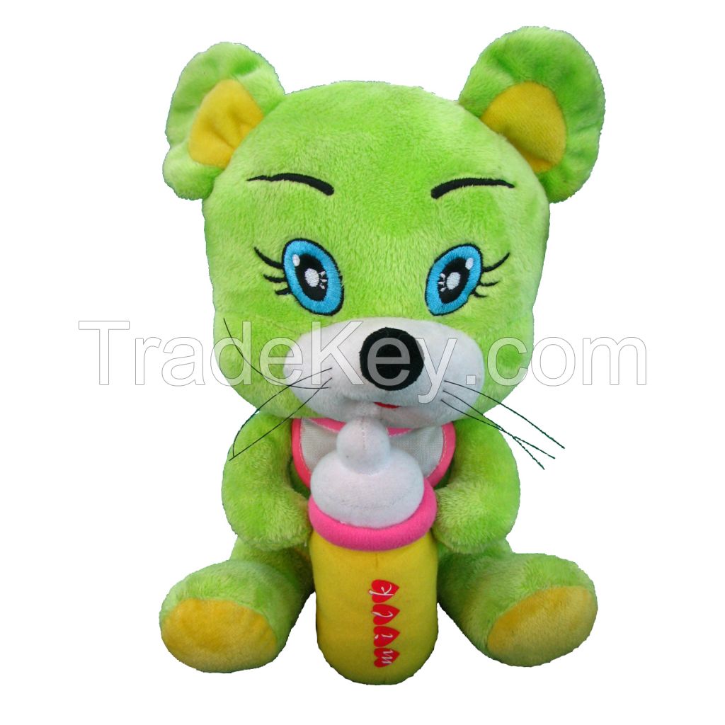 Plush Toy in 3 Color with Gold Ribbon as Nice Gift for Baby Kids