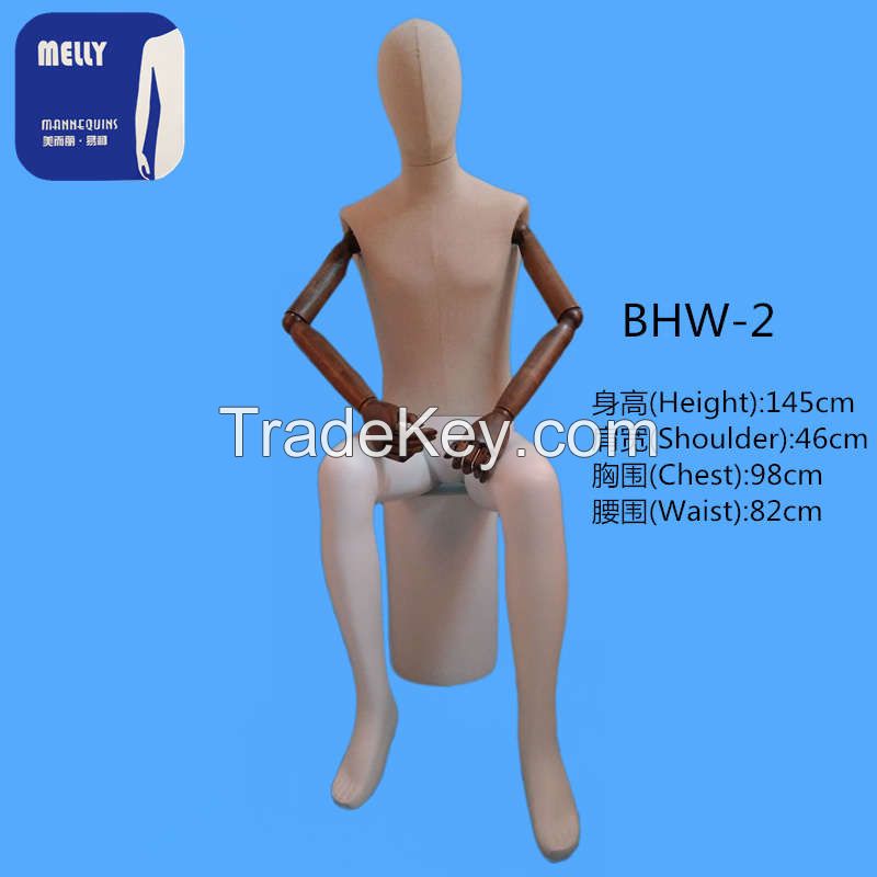 Sitting Wooden Arms Full Body Male Mannequin