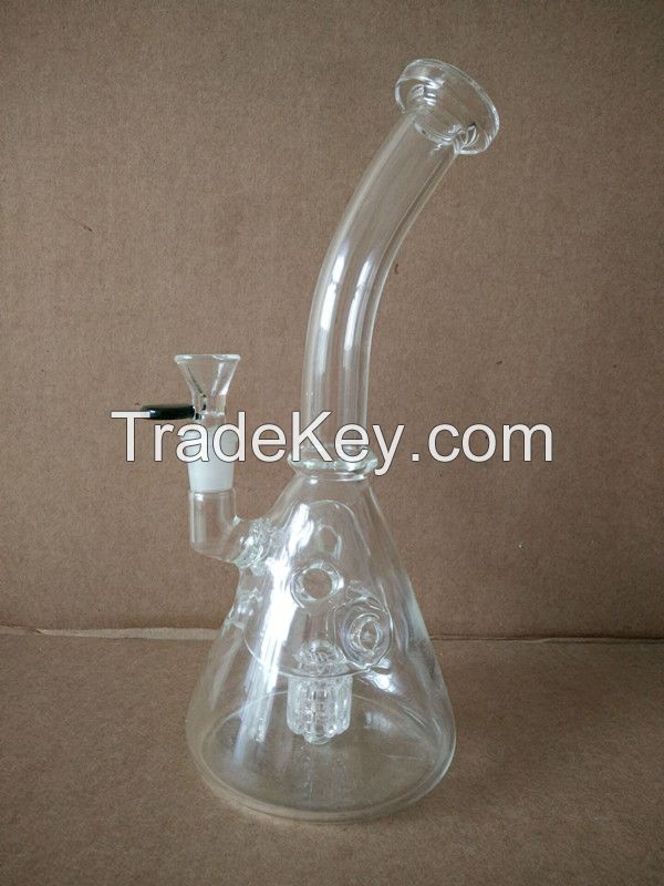 10 inch small size glass hookah pipe with6 hole perc beaker pipe