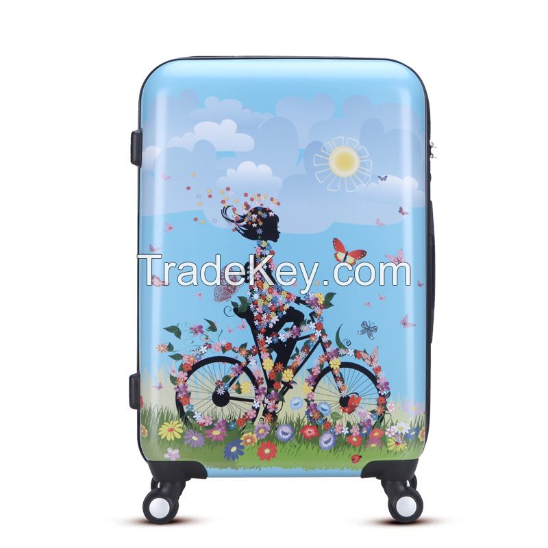 WAO new fashion in 2016 printing abs pc trolley luggage set