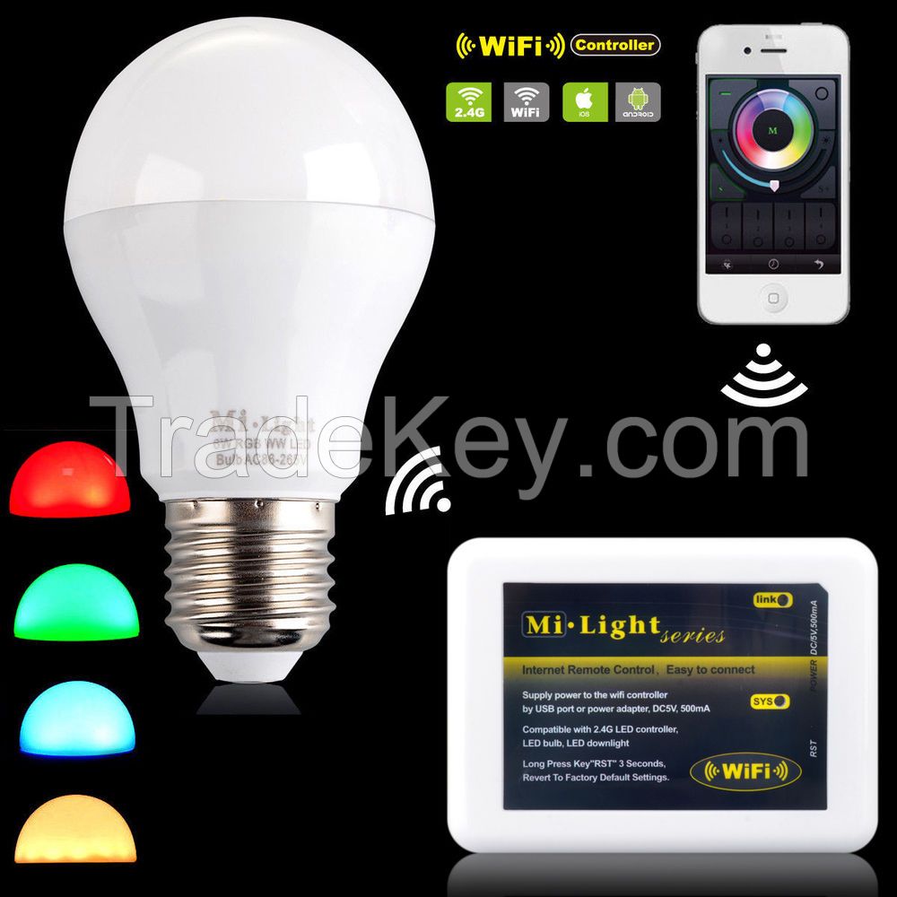 Hot sale 5W 6W 9W wifi RGB led light bulbs, full color changing led bulb with remote control rgb led lights