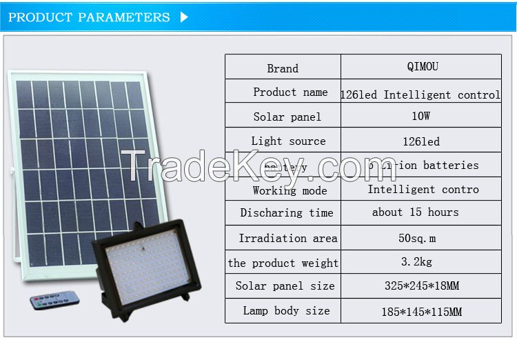 Newest Solar light 10W126LED Intelligent remote control Discharge solar light Light-pperated lamp Solar street light