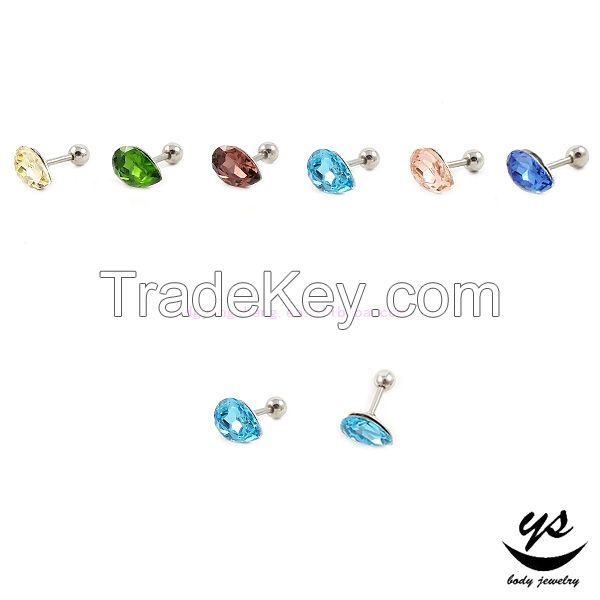 316L stainless steel fashion gem earring stud