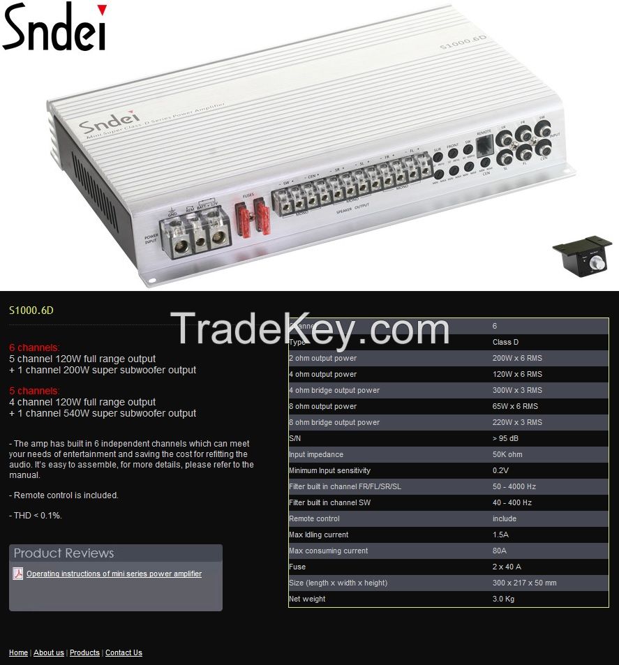 Sndei 5/6- Channel Class D Car Amplifiers