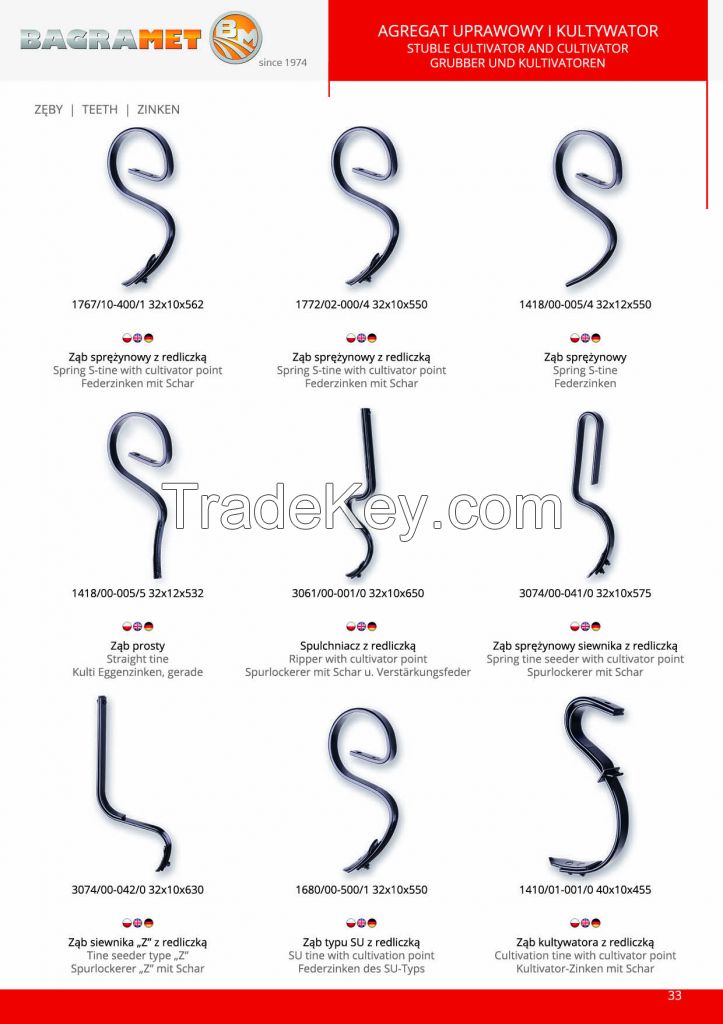 Cultivator Tines and points - BAGRAMET