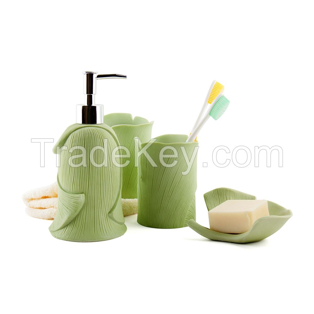 Ginkgo Leaf Design Sandstone Bathroom Set