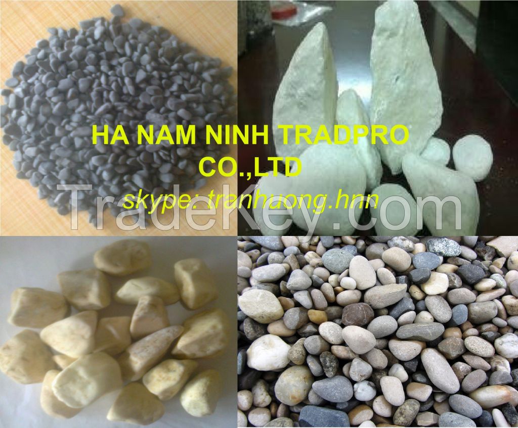 white , colorful, decorative natural pebble stone for paving or decoration