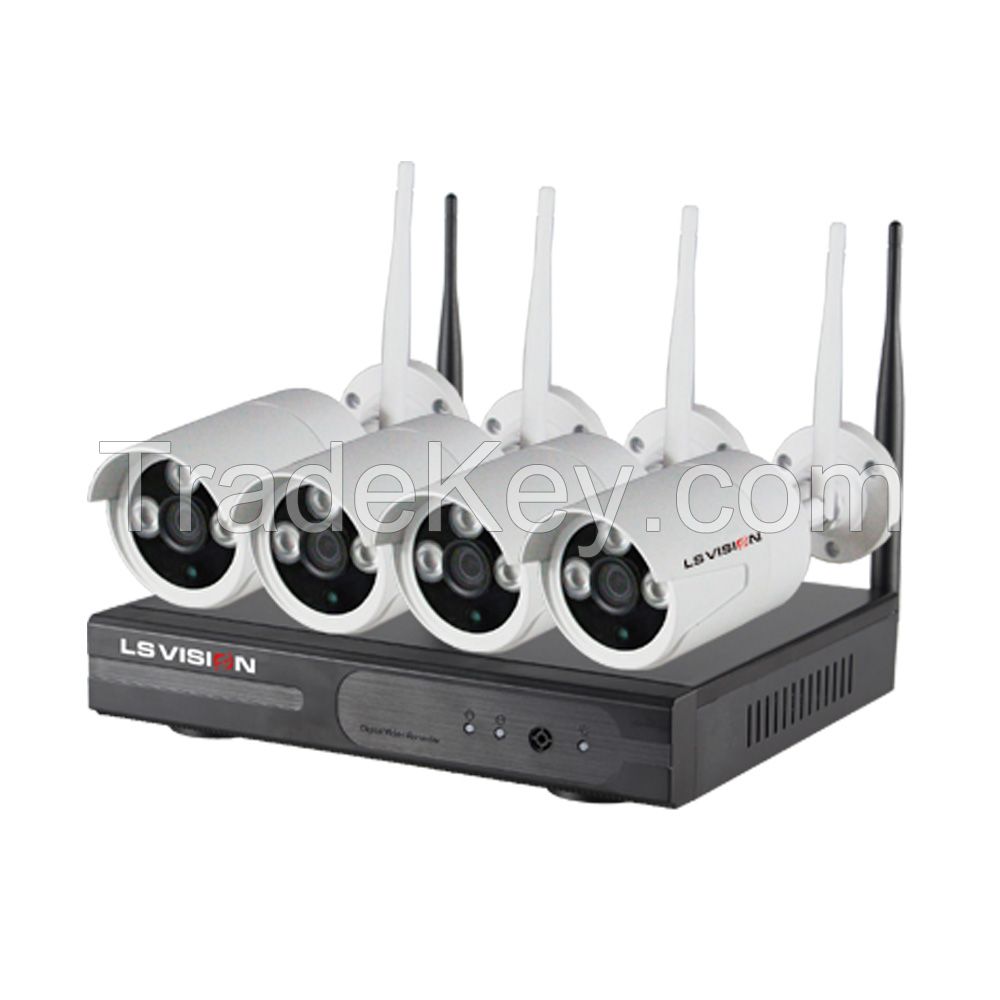 Ls Vision Wireless Hd Nvr Kit 1080p 4ch Wifi Nvr Kit Signal Range 120 Meters full range Outdoor Camera (LS-WN9104)