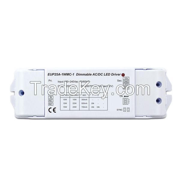 25W 350/500/700mA 1 channel 1-10v constant current dimmable led driver EUP25A-1WMC-1