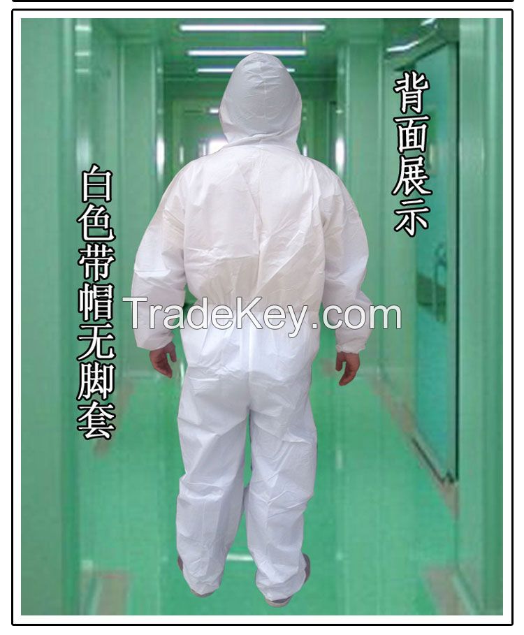 One-time breathable membrane protective clothing with hood conjoined p