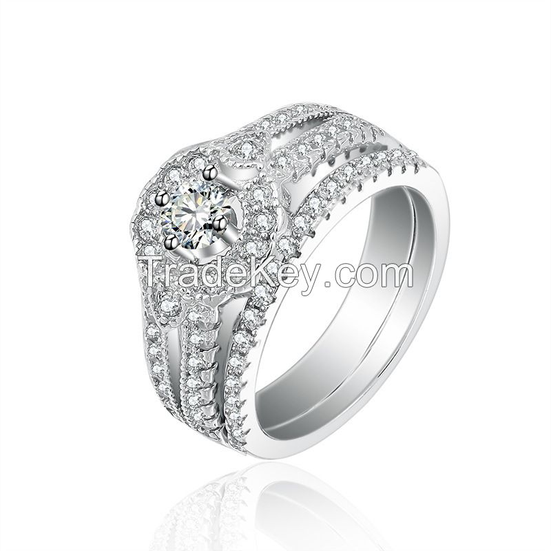 925 silver engagement and wedding ring sets with AAA CZ