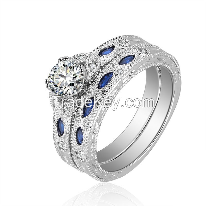 925 Silver anniversary Ring Set for Women and men gift jewelry