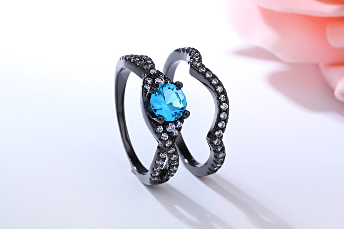 925 Silver Sterling Ring sets with black gold plated for women and men