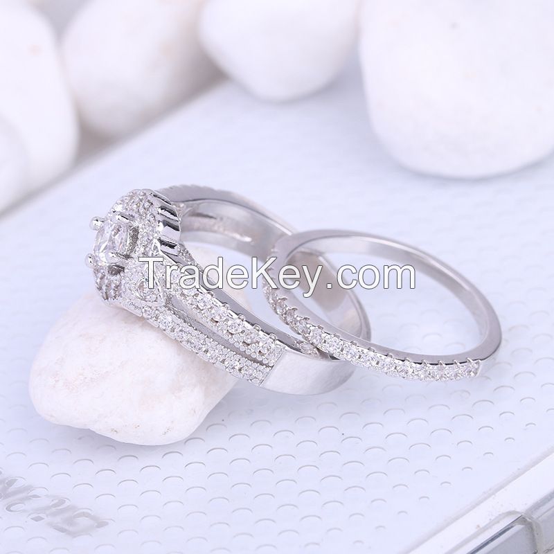 925 silver engagement and wedding ring sets with AAA CZ