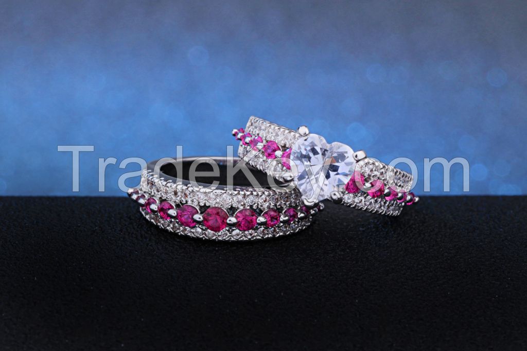 925 Sterling silver fine jewelry with ruby and red corundum CZ for women