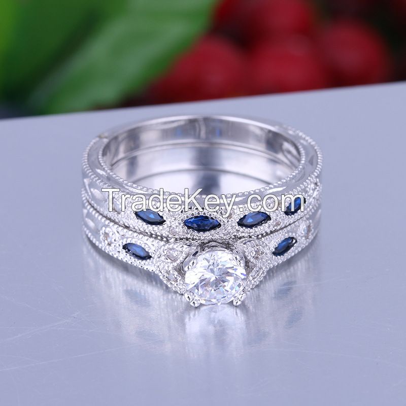 925 Silver anniversary Ring Set for Women and men gift jewelry