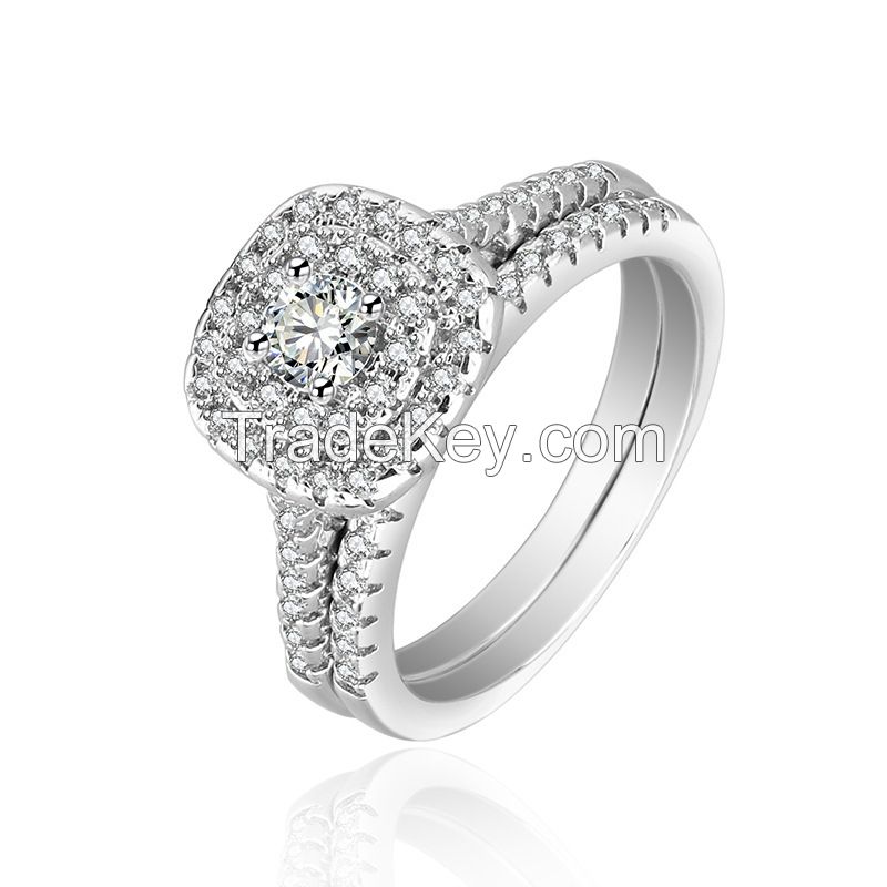 925 sterling silver wedding rings with high quality CZ and rhodium plated