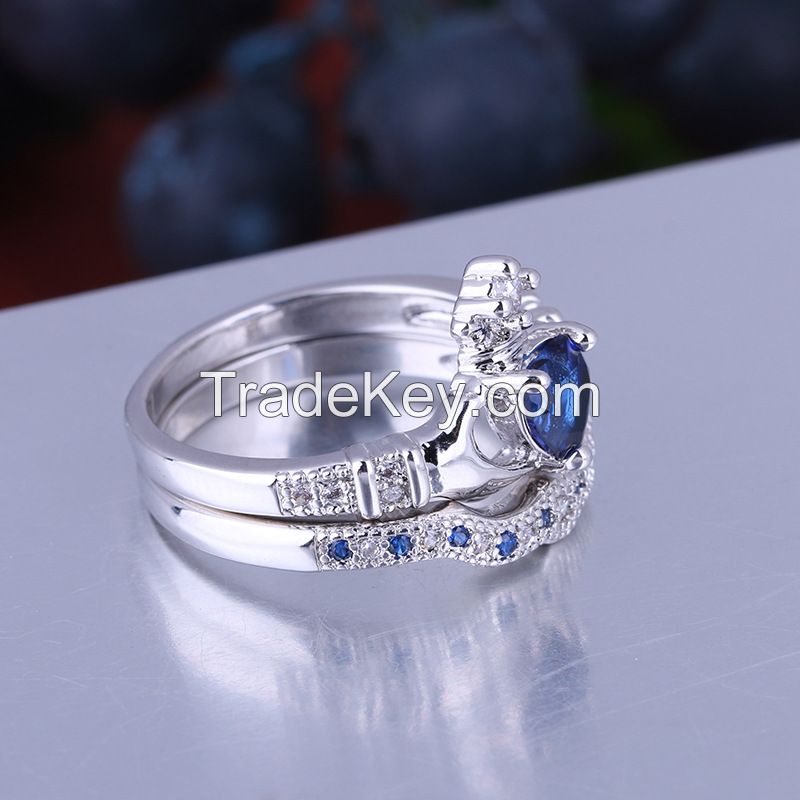 925 Silver Sterling Ring Set for Women crown rings engagement rings