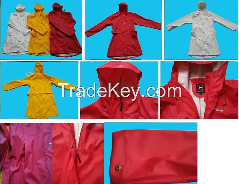 Wholesale New Style High Quality Outdoor Nylon PU ladies Long Raincoat 