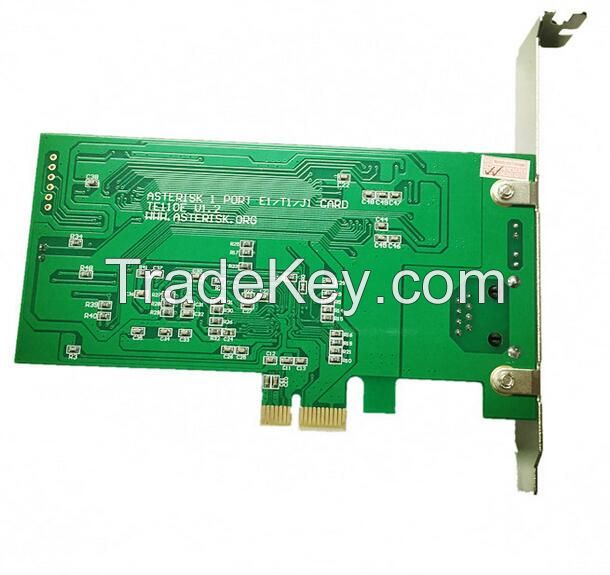 E1 card with Low Profile for 2U server, PCI-E connector 1 port T1 card, TE110 ISDN PRI card supports asterisk