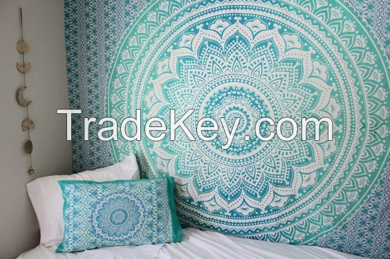 Green Blue Ombre Elephant Mandala Bohemian Yoga Be