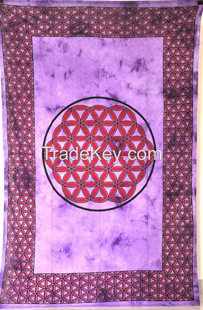 Cotton Celtic Pink Red Tye Dye Knot Print Tapestry