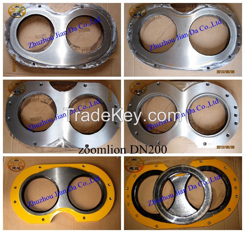 China Manufacturer Zoomlion Concrete Pump Parts glasses plate and cutting ring for zoomlion trailer pump and truck-mounted pump