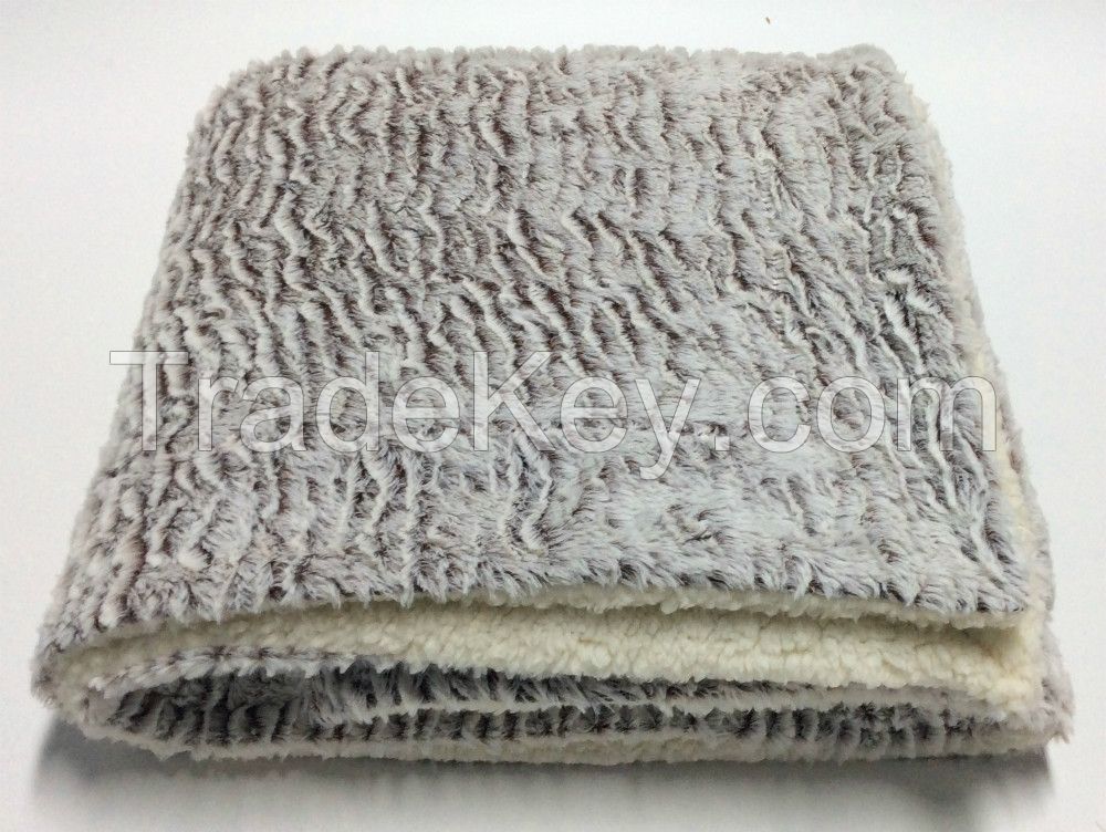 faux fur with berber fleece double layers throw