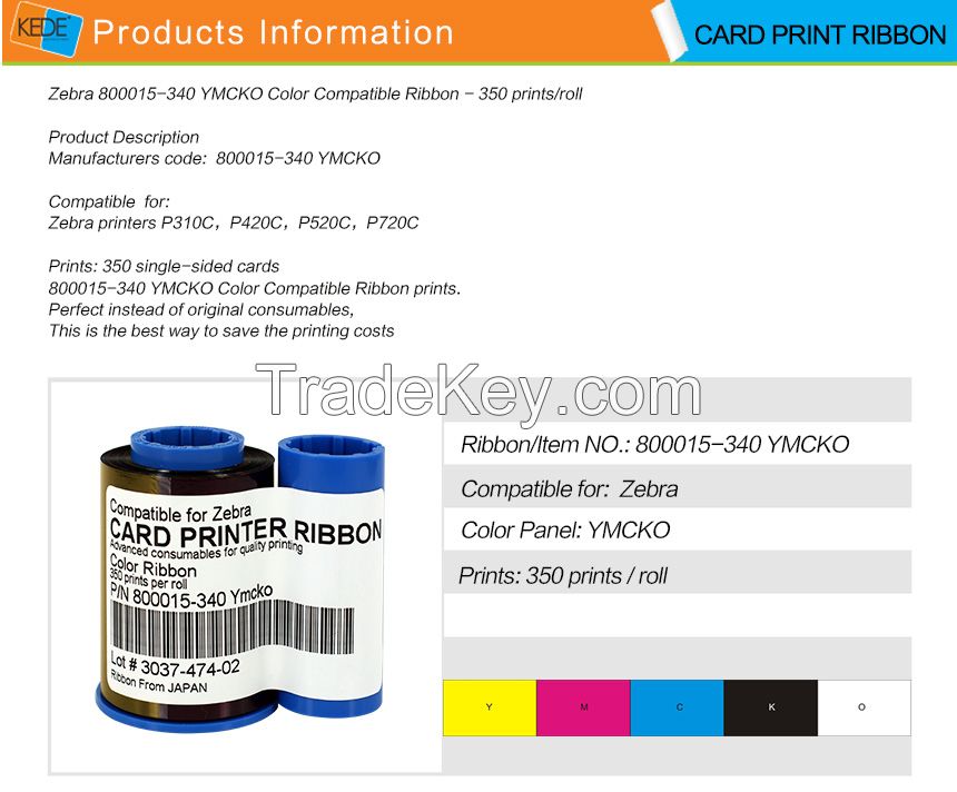 For Zebra P310C 800015-340 color compatible ribbon