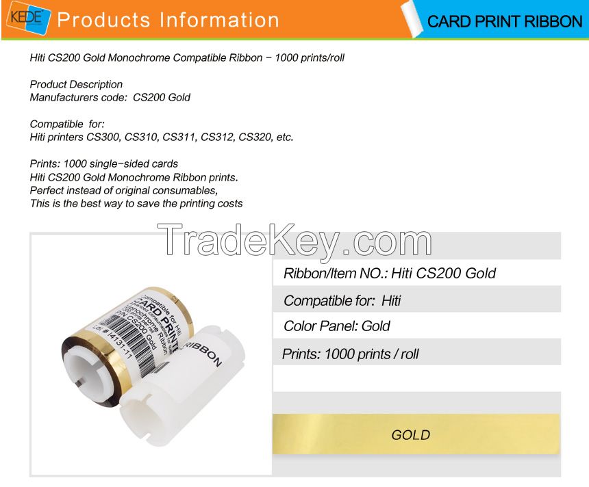 For Hiti CS200-Gold compatible card printer Ribbon