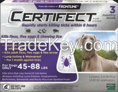 Certificats for pets, ticks and fleas control for large  Dogs