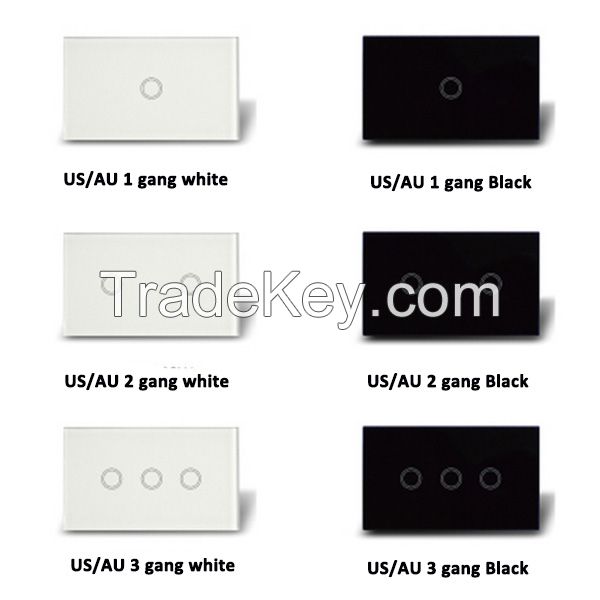 US/AU Standard 1 gang 1 way Remote control light touch panel switch single live line wiring