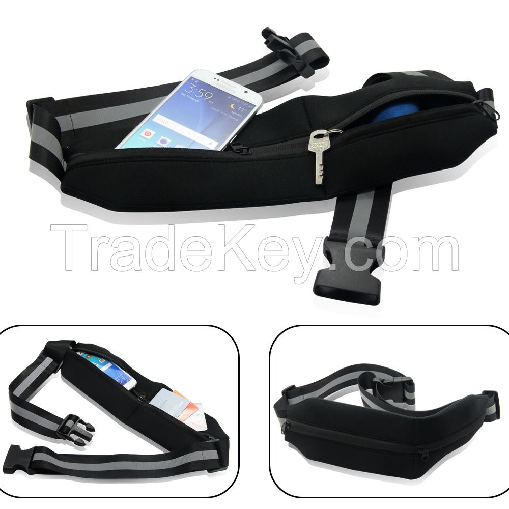 neoprene material water resistant running belt waist bag