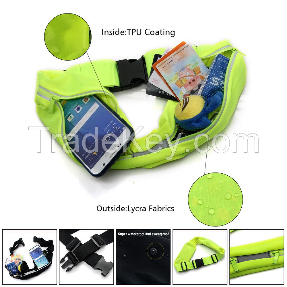 OEM  two pouches fitness water resistant running belt waist bag