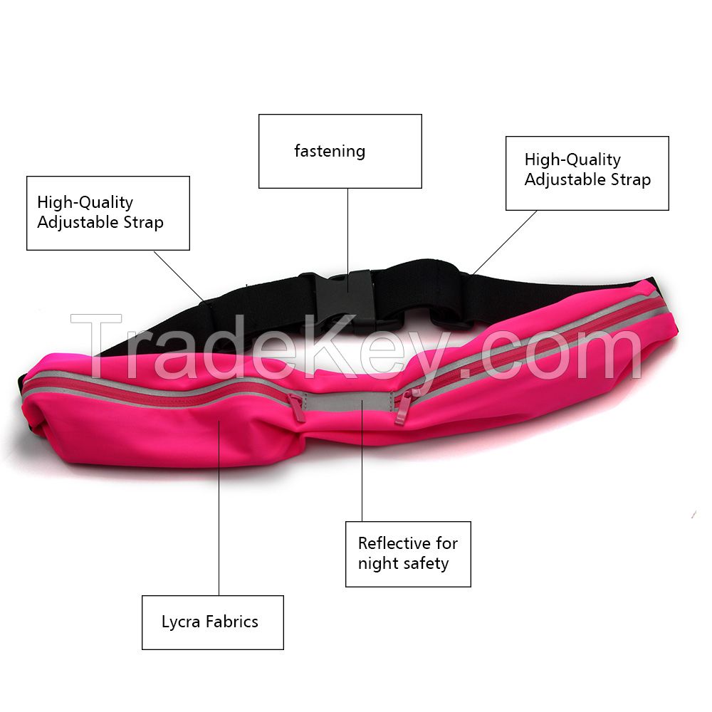 OEM rock style fitness water resistant running belt waist bag