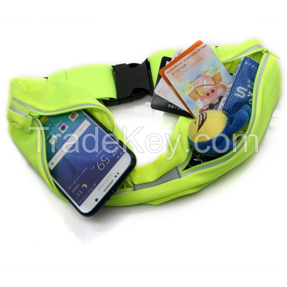 OEM  two pouches fitness water resistant running belt waist bag