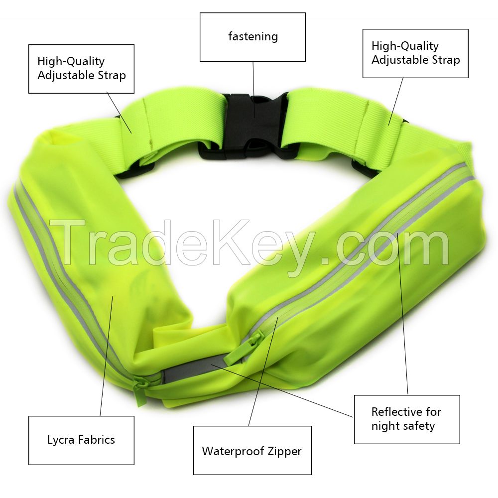 two pouches fitness water resistant running belt waist bag