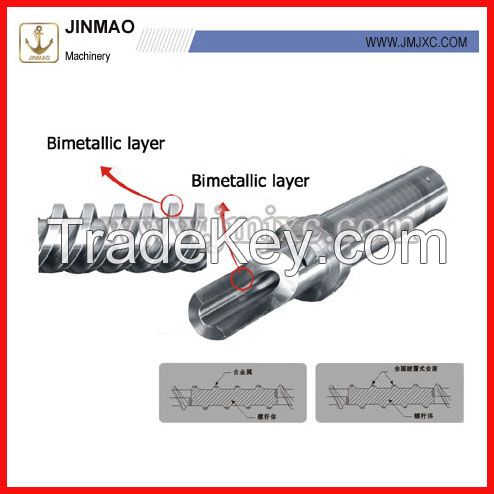 Bimetallic twin screw and barrel 