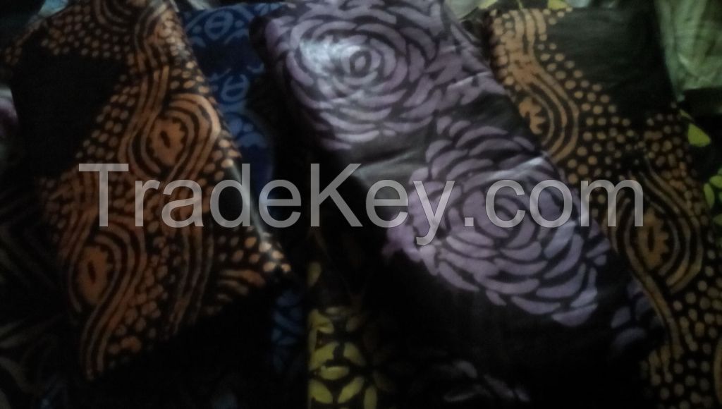 Handcrafted Wax Batik/ tie dye, Adire from Nigeria, 5 yards of 100%cotton. Colour Purple on black Background