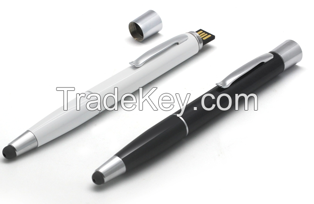 3 in 1: 4GB-32GB flash memory, 1000mAh power bank with fully functioning pen + touch screen capability.