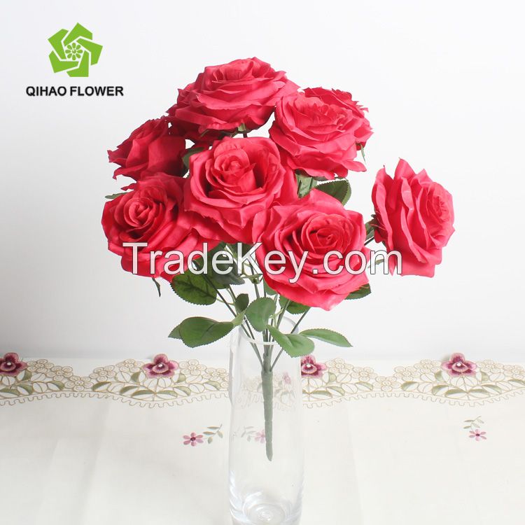 Wholesale home decorative silk plant artificial rose bouquet