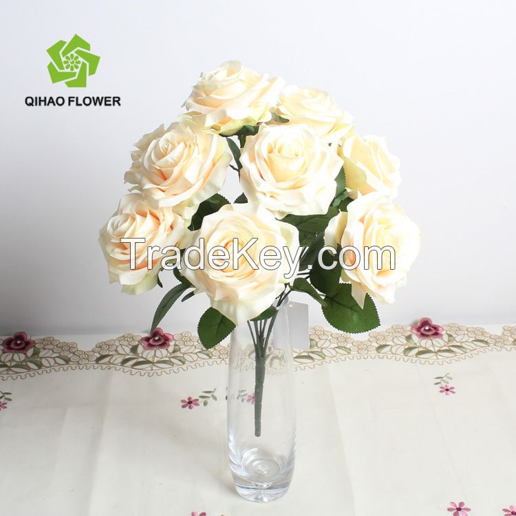 Wholesale home decorative silk plant artificial rose bouquet