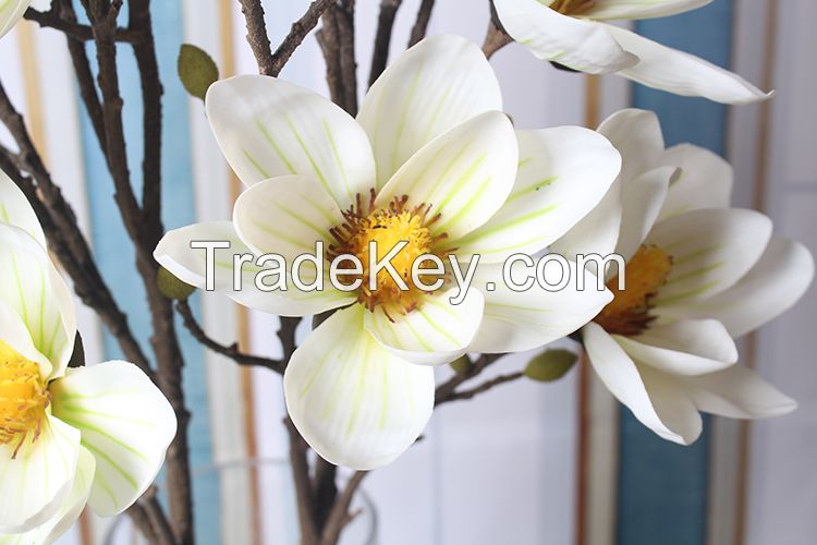 Hot sale wedding decorative artificial flower real touch magnolia