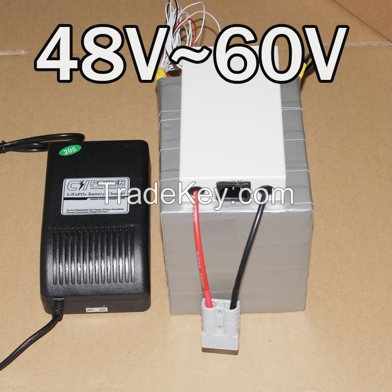 48V, 60V electric bike LiFePO4 battery 16S 20S Scooter battery