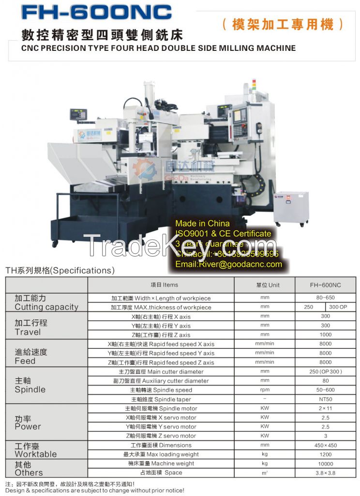 precision ground plate milling machineCNC double sided milling machine CNC precision type four-head double side milling machine