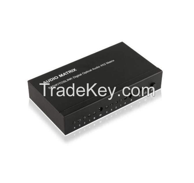 IR Control SPDIF/TOSLINK Digital Optical Audio 4Ã2 Matrix