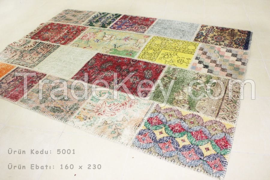 vintage rug, patchwork carpet